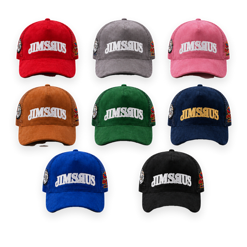 Classic Suede Trucker Hat transparent floating product photo; original JIMSRUS design